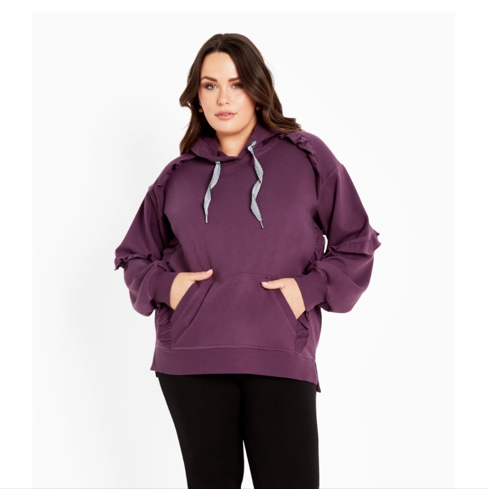 Avenue Women's Frill Eghplant Sweater Hoodie Feminine Size 30/32 4X Feminine